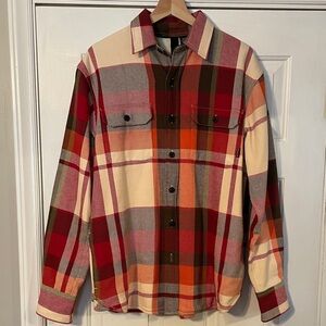 Element Fairbanks Plaid Felt Lined Flannel Shirt with Red and Orange Accents